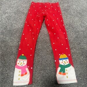 Mini Boden Snowman Appliqué Polka Dot Leggings Sz 7-8